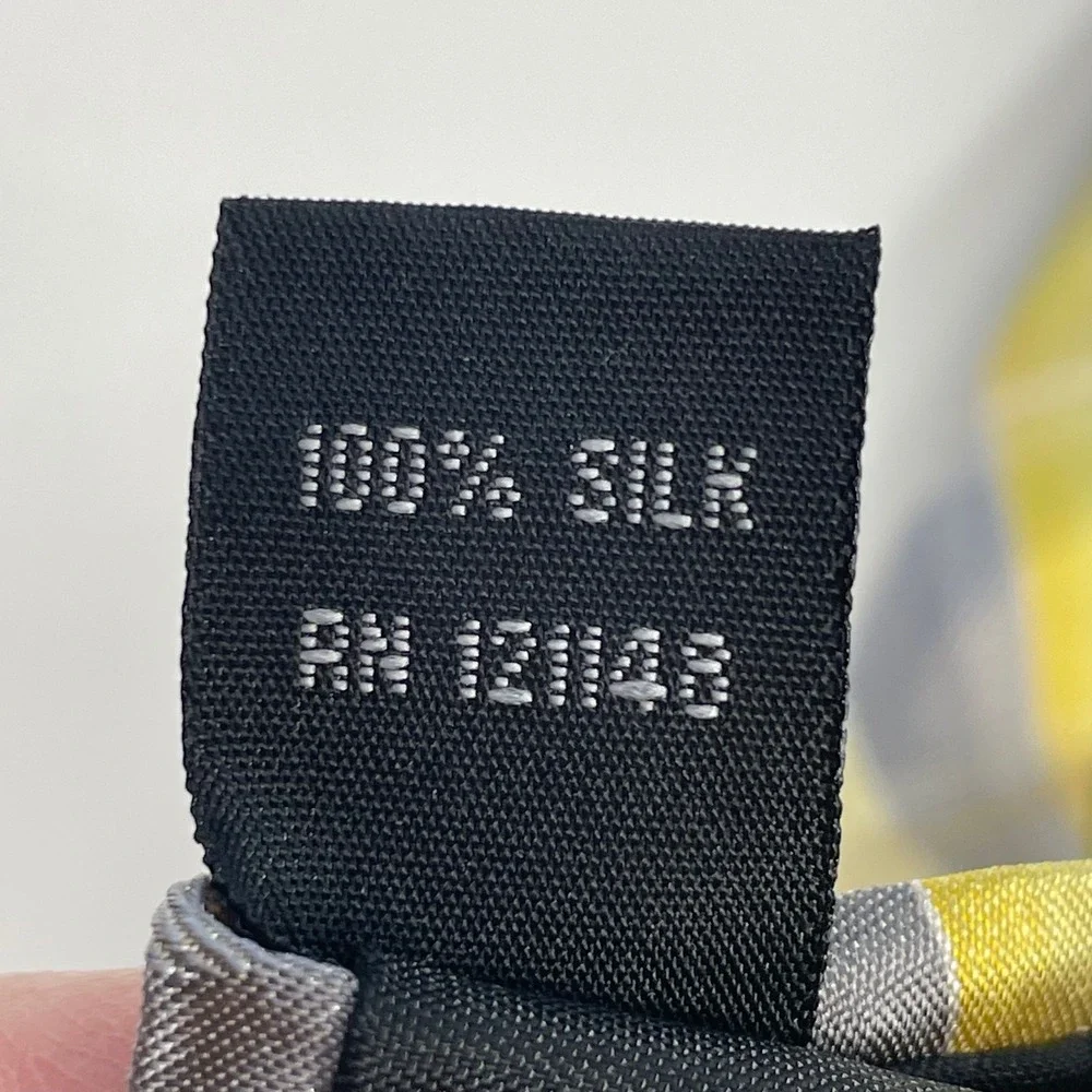 Van Heusen Yellow Grey Plaid Silk Necktie Mens OS